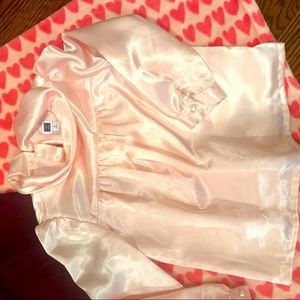 Janie and Jack size 3 pale pink satin blouse with pearl style buttons